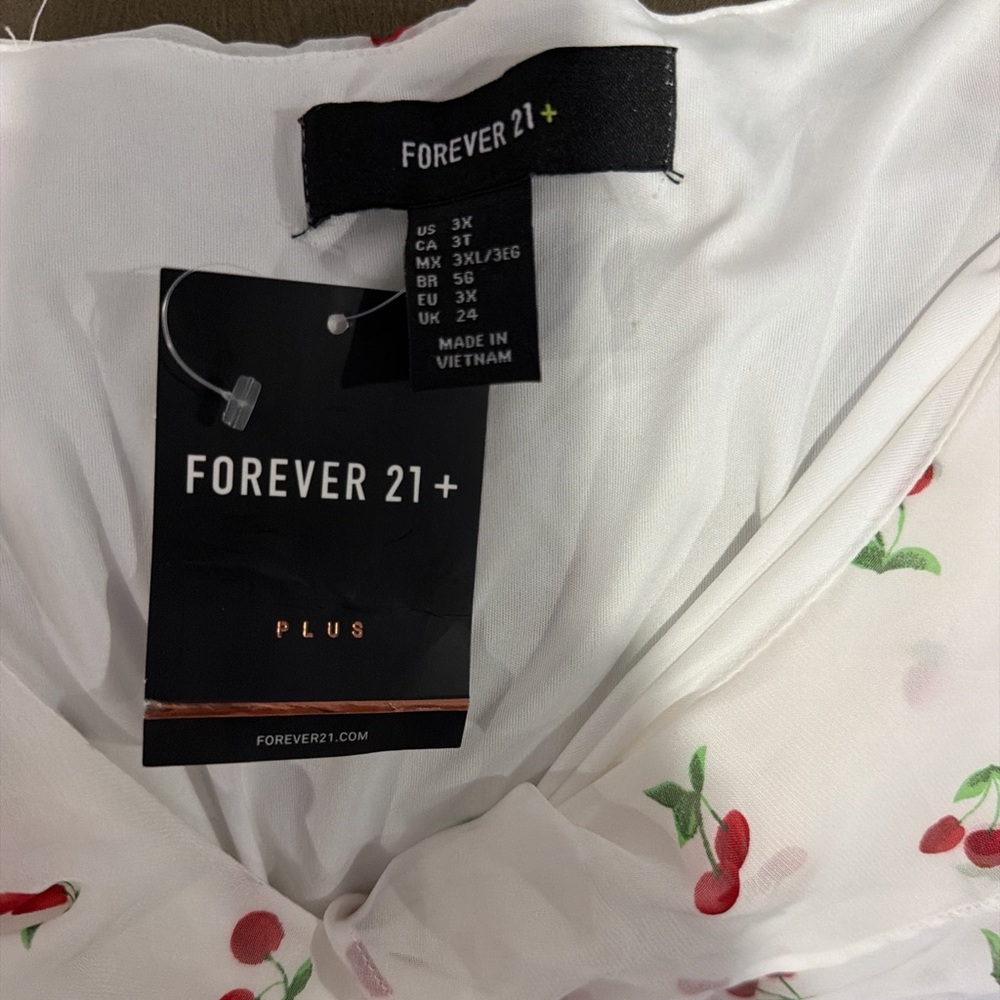 Forever 21 White Ruffle Cherry Print Dress - Picture 4 of 8